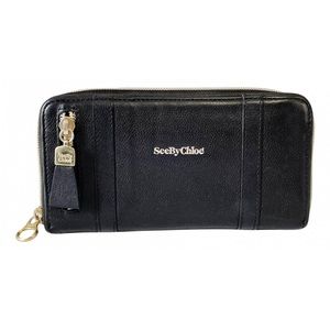 See By Chloe black leather long zip wallet